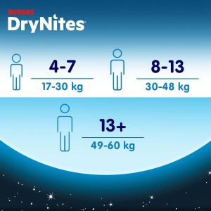  HUGGIES DRYNITES Еднокр. ГАЩИ  8-13 год.(30-48 кг) МОМЧЕ 9 бр.
