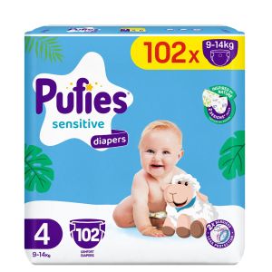 PUFIES SENSITIVE ПЕЛЕНИ 4- Maxi (9-14 кг) 102 бр. (MEGA Pack)